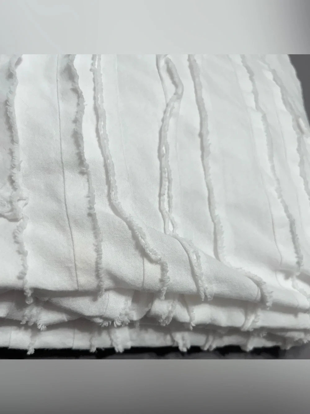RARE Pottery Barn Camille Queen Duvet White Voile 100% Cotton Button Closure